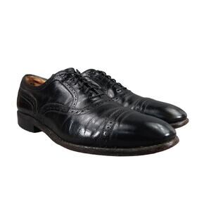 Allen Edmonds Shoes Mens 11 Oxford Leather Black Classic Brogue Cap Toe Formal